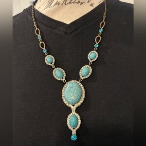 Turquoise Pendant Drop Statement Necklace